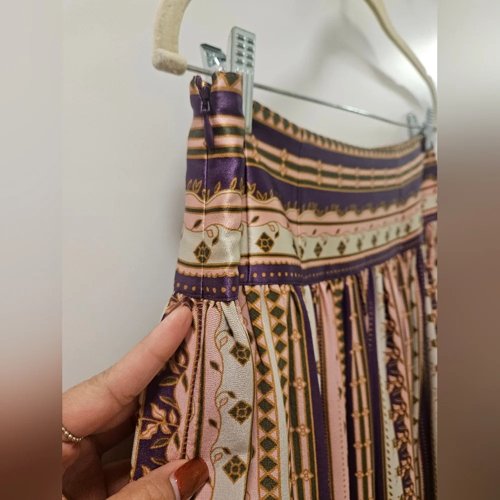 Tory Burch Midi Burnout Silk Pleated Skirt Size 6 Preppy,Office,Feminine, Floral - Picture 7 of 11